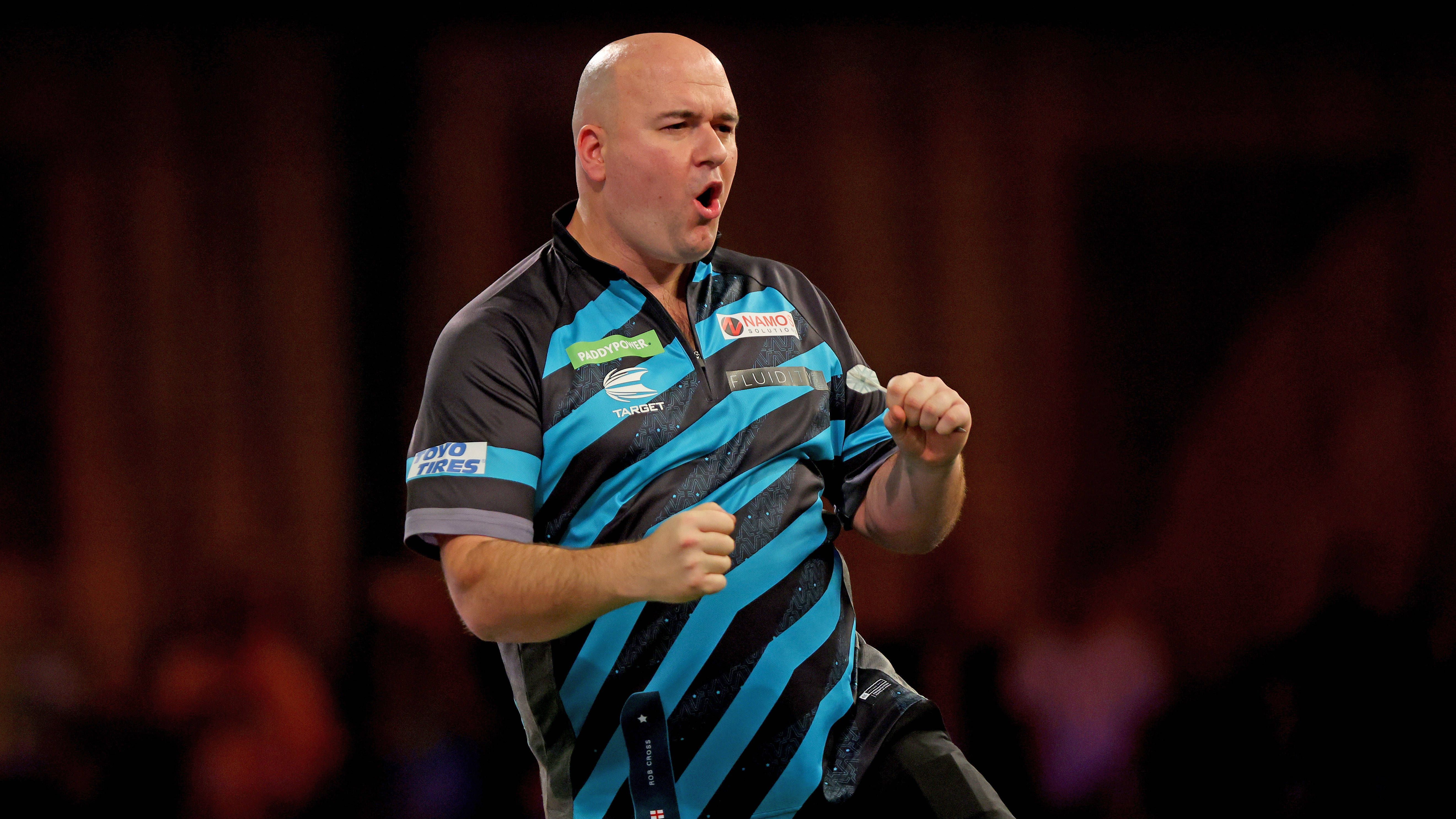 <strong>Platz 5: Rob Cross (England)</strong><br><strong>180er bei der WM 2024:</strong>&nbsp;36<br><strong>Spiele bei der WM 2024:</strong>&nbsp;5 (Aus im Halbfinale)