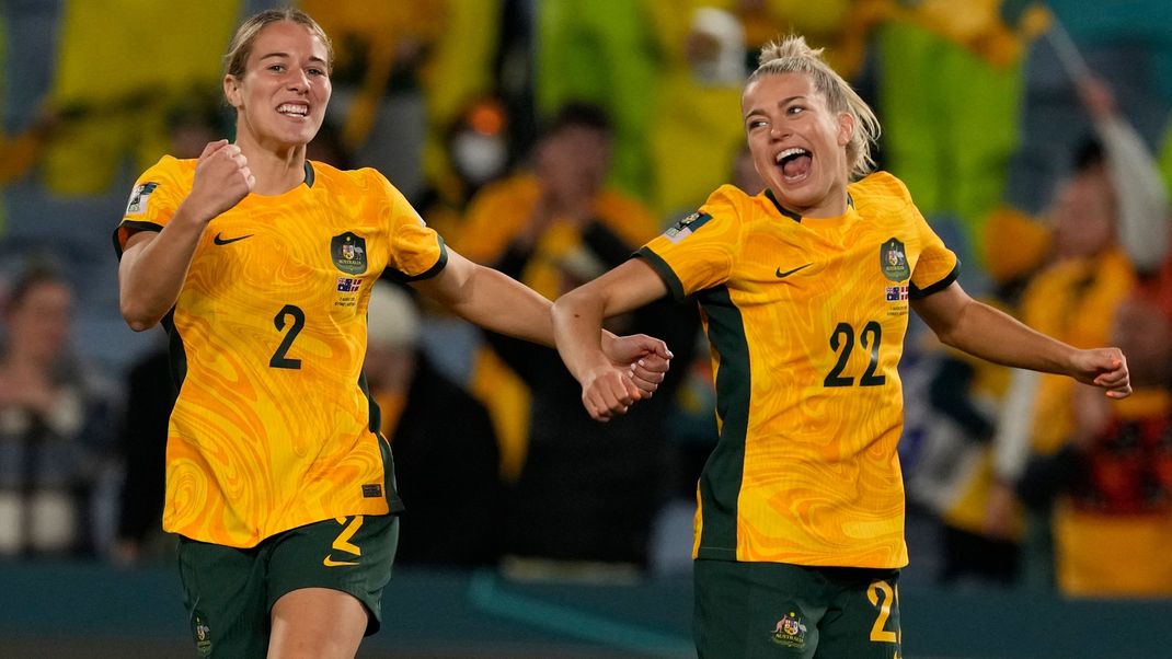 Die Matildas freuen sich über den Einzug ins Viertelfinale.