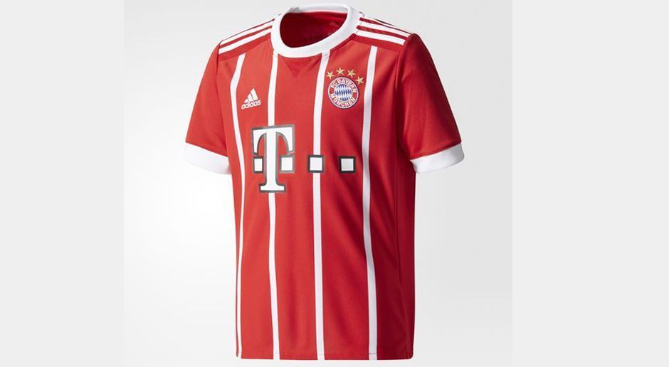 
                <strong>FC Bayern München</strong><br>
                Der FC Bayern hat sein neues Heimtrikot für die Saison 2017/18 veröffentlicht. Ein echter Klassiker. Mit dem Design wollen die Bayern wohl an die glorreichen 1970er Jahre erinnern. 
              