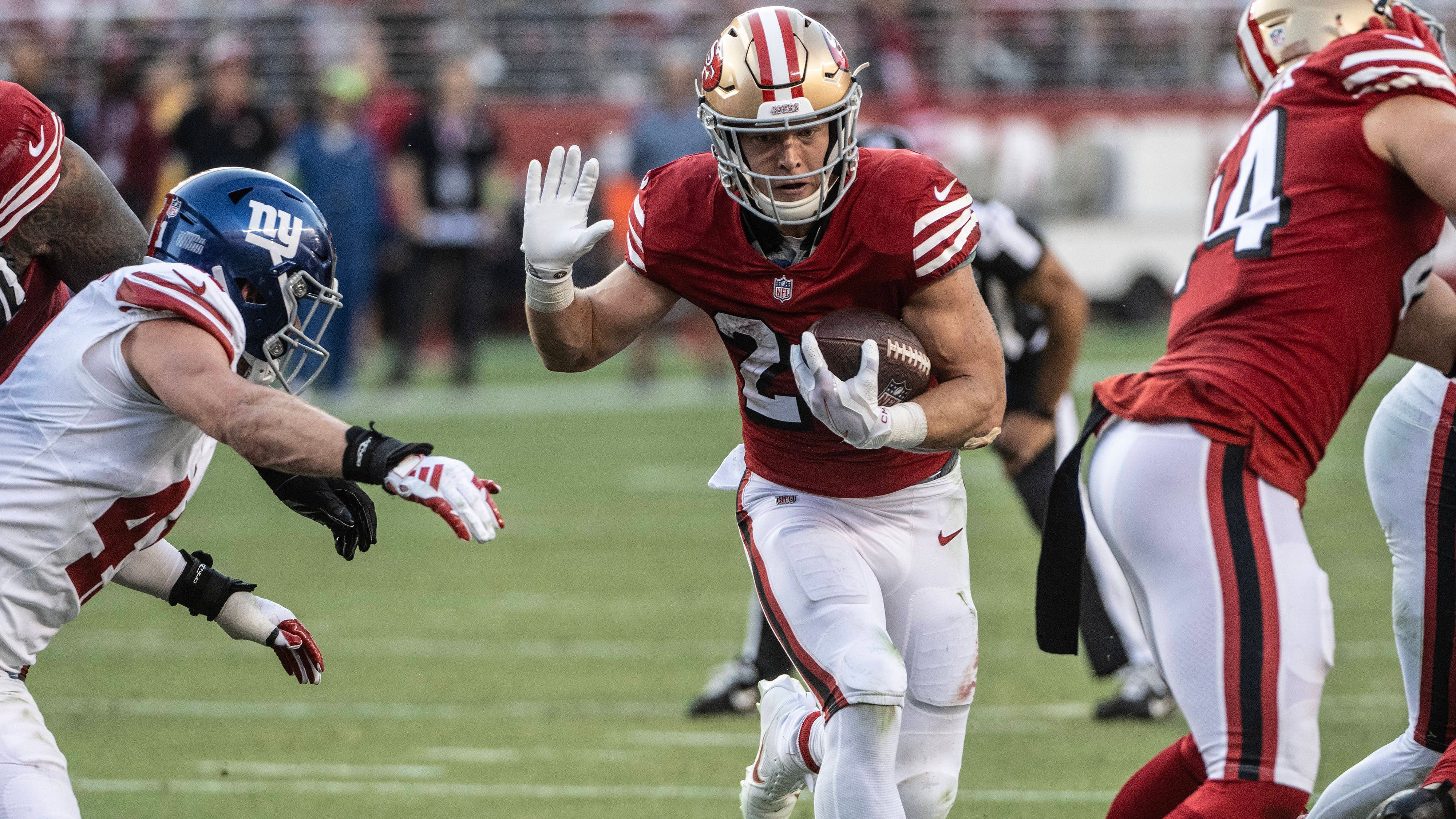 <strong>Platz 7 (geteilt): Christian McCaffrey (2023)</strong><br>- zwölf Spiele<br>- San Francisco 49ers