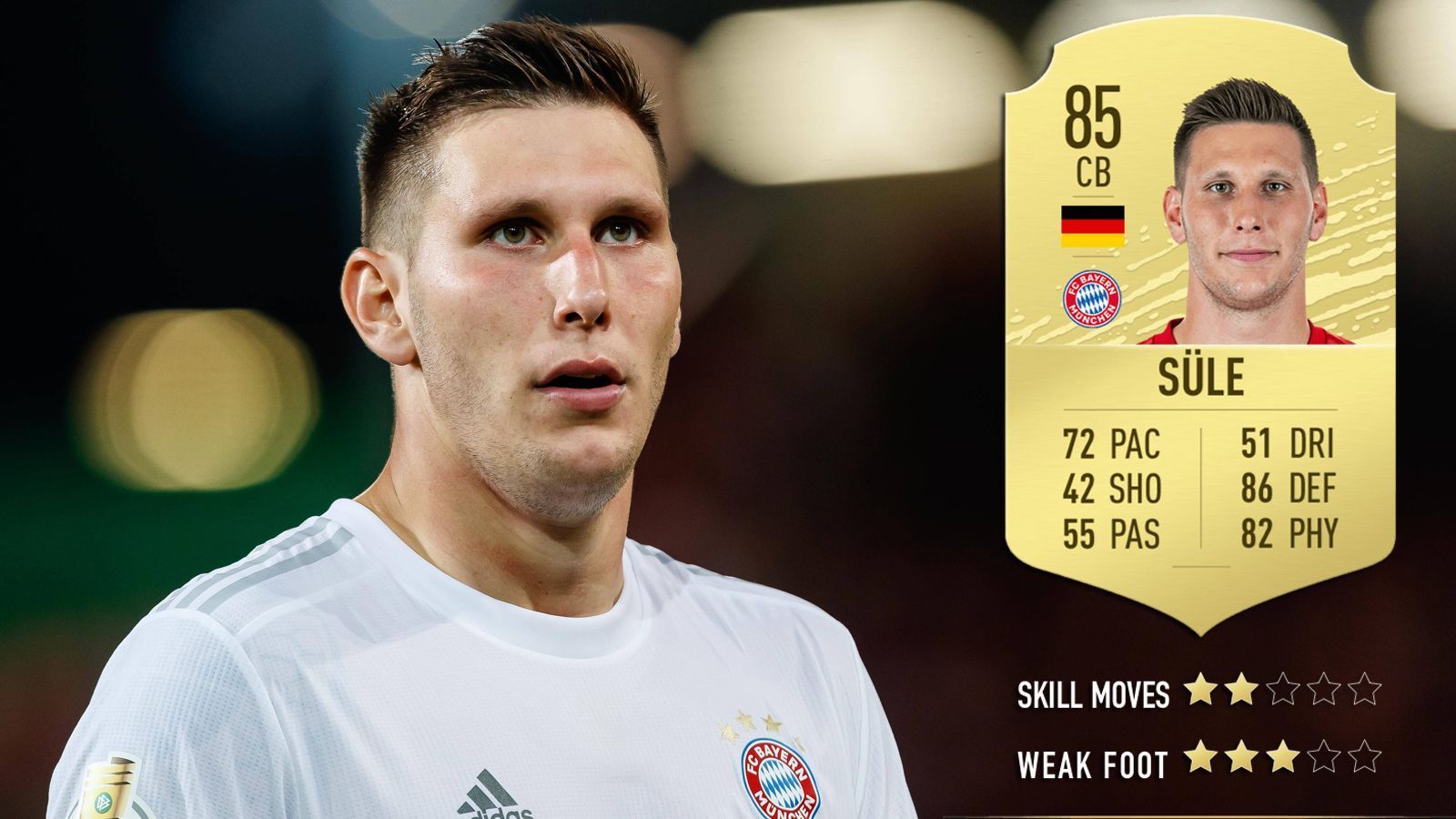 
                <strong>Niklas Süle (FC Bayern München)</strong><br>
                Gesamtstärke: 85Position: InnenverteidigungAlter: 24
              