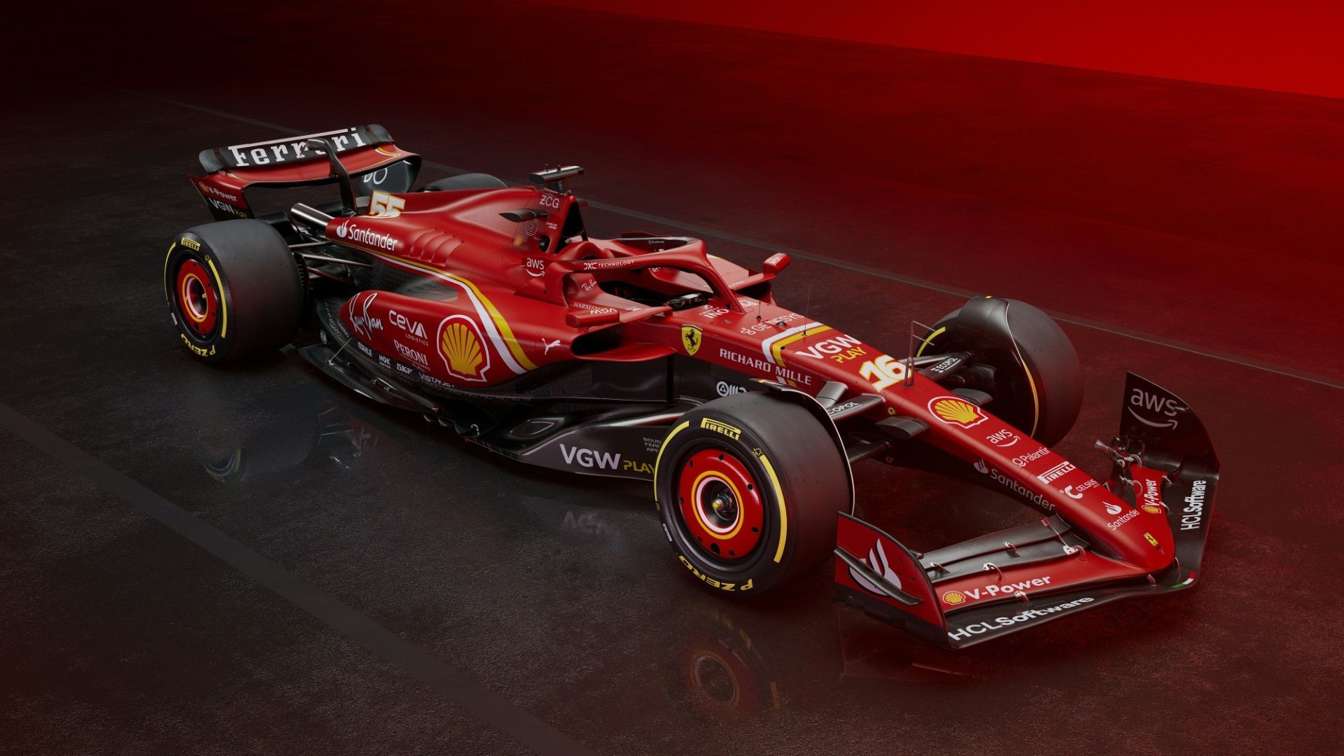 <strong>Ferrari - SF-24</strong><br>Der rote Flitzer heißt SF-24 und knüpft in Sachen Namensgebung nahtlos aus den SF-23 aus der Vorsaison an. Doch vieles ist auch neu. Zum Beispiel ein gelb-weißer Streifen, der sich über das komplette Fahrzeug hinweg nach hinten zieht.