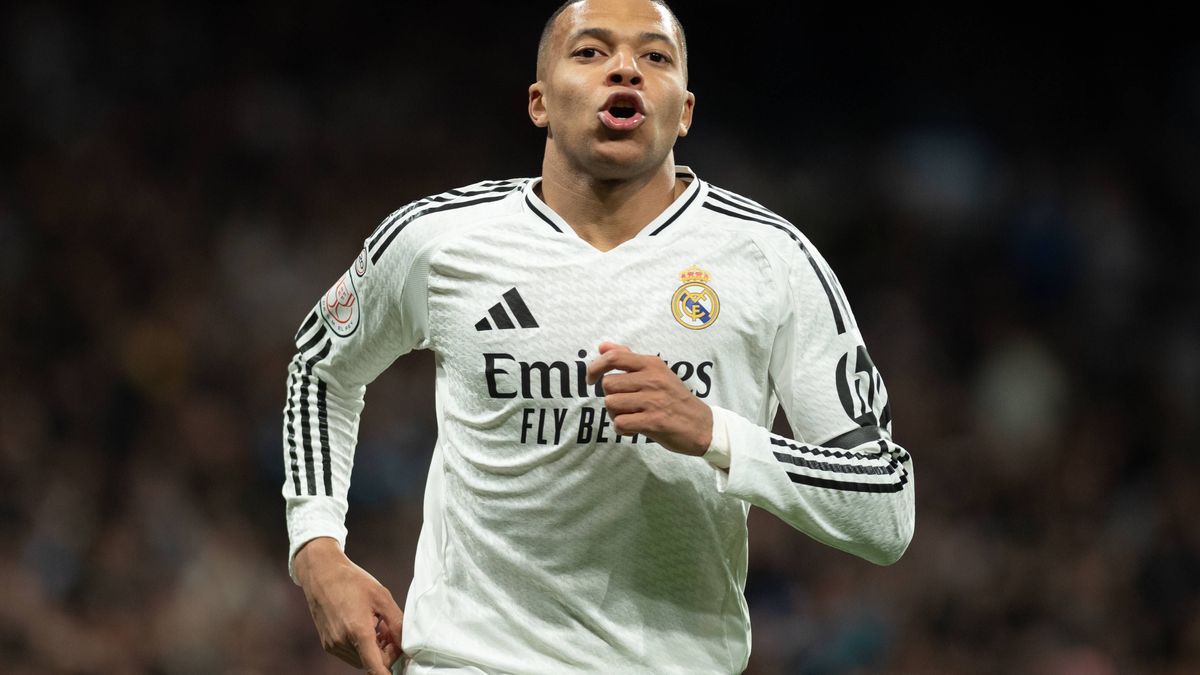 Spanish King Cup (Copa del Rey) soccer match Real Madrid vs Celta at Santiago Bernabeu Stadium in Madrid, Spain 16 January 2024 Kylian Mbappe scores a goal 900 Cordon Press PUBLICATIONxNOTxINxFRAxE...