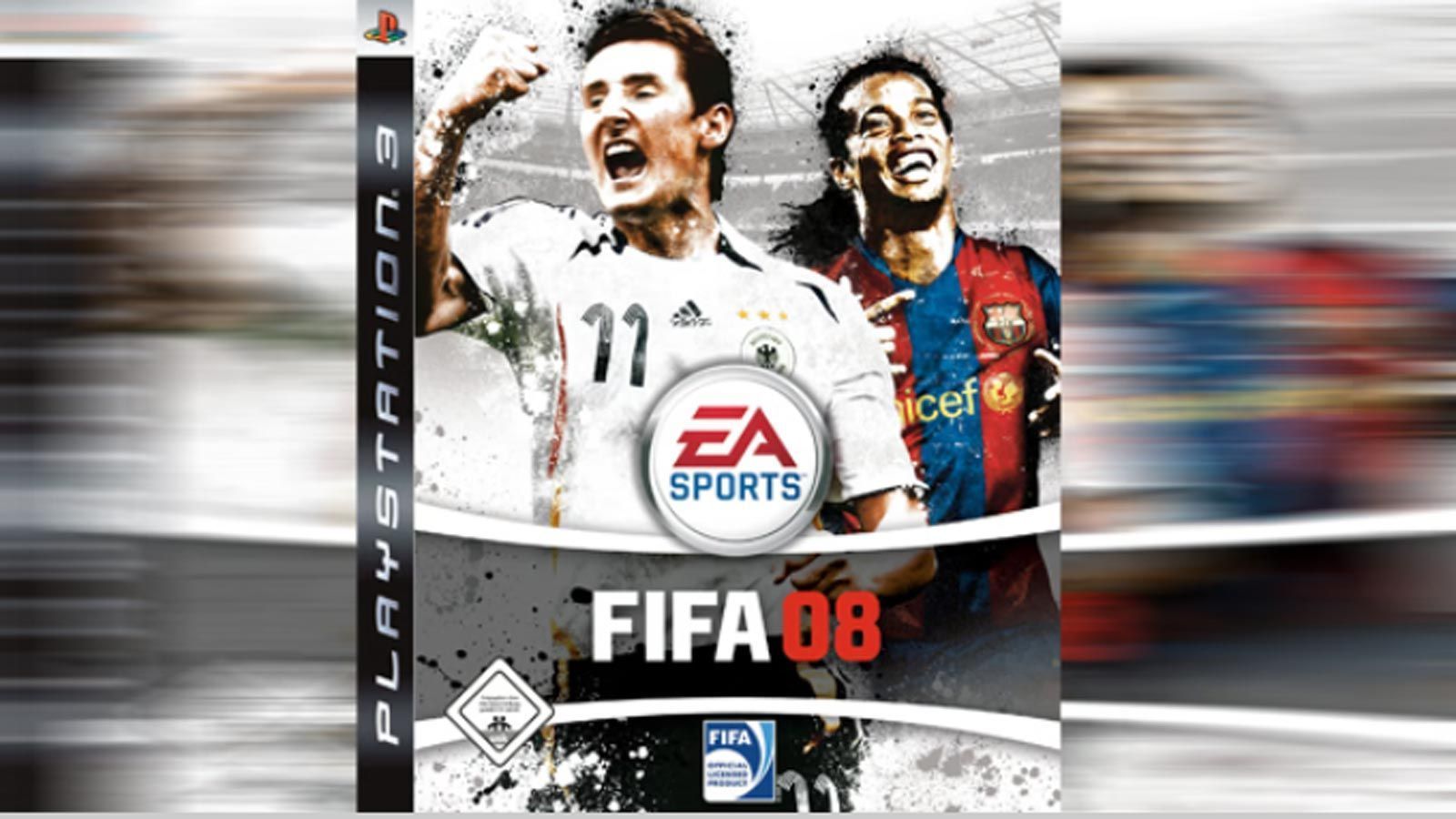 
                <strong>FIFA 08</strong><br>
                FIFA 08 - Cover-Spieler: Miroslav Klose und Ronaldinho
              