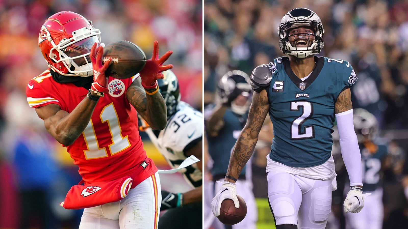 
                <strong>Marquez Valdez-Scantling vs. Darius Slay</strong><br>
                Der vermeintlich beste Wide Receiver wird vom besten Cornerback gedeckt. Dieses Jahr kommt es wohl zum Duell zwischen "MVS" und "DS": Wide Receiver Marquez Valdez-Scantling von den Kansas City Chiefs wird sich seine Pässe und Touchdowns gegen Eagles-Corner Darius Slay verdienen müssen. Und das wird schwer: Slay ist elementarer Bestandteil der zweitbesten Defense der Liga: 44 Solo Tackles, drei Interceptions und 15 verteidigte Pässe kann der 32-Jährige in seinem dritten Jahr in Philadelphia verbuchen. Valdez-Scatling kam derweil vor der Saison von den Green Bay Packers nach Kansas City – vor allem im Championship Game gegen die Bengals überzeugte "MVS" mit 116 Receiving Yards und einem TD. 
              