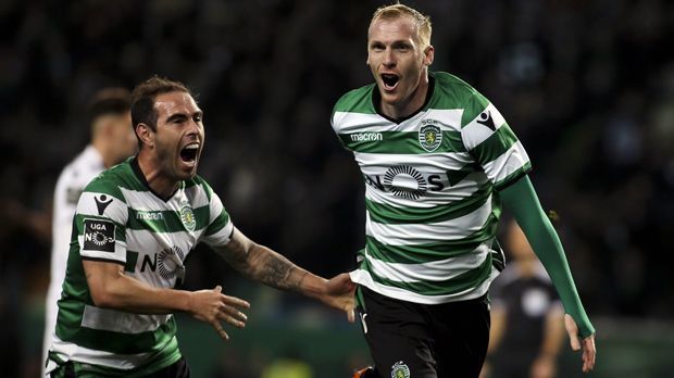 
                <strong>Platz 10 - Sporting Lissabon (Portugal)</strong><br>
                Durchschnittsalter: 27,3 JahreÄltester Spieler im Kader: Jeremy Mathieu (re., 34 Jahre)
              