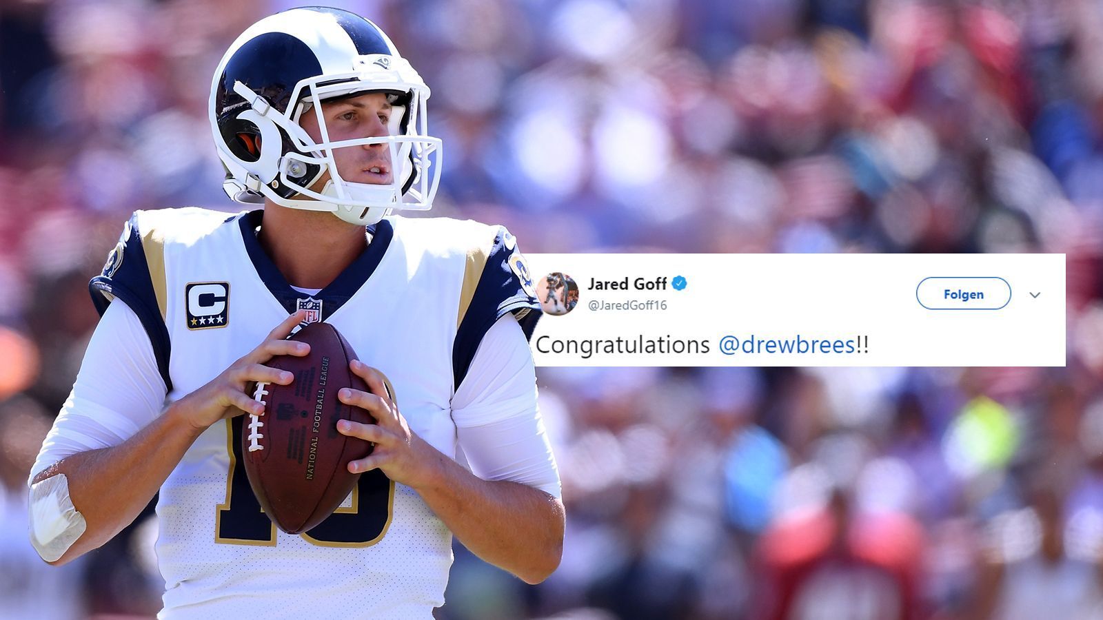 
                <strong>Jared Goff </strong><br>
                Der Quarterback der Los Angeles Rams war etwas nüchterner. "Gratulation", schrieb er. 
              