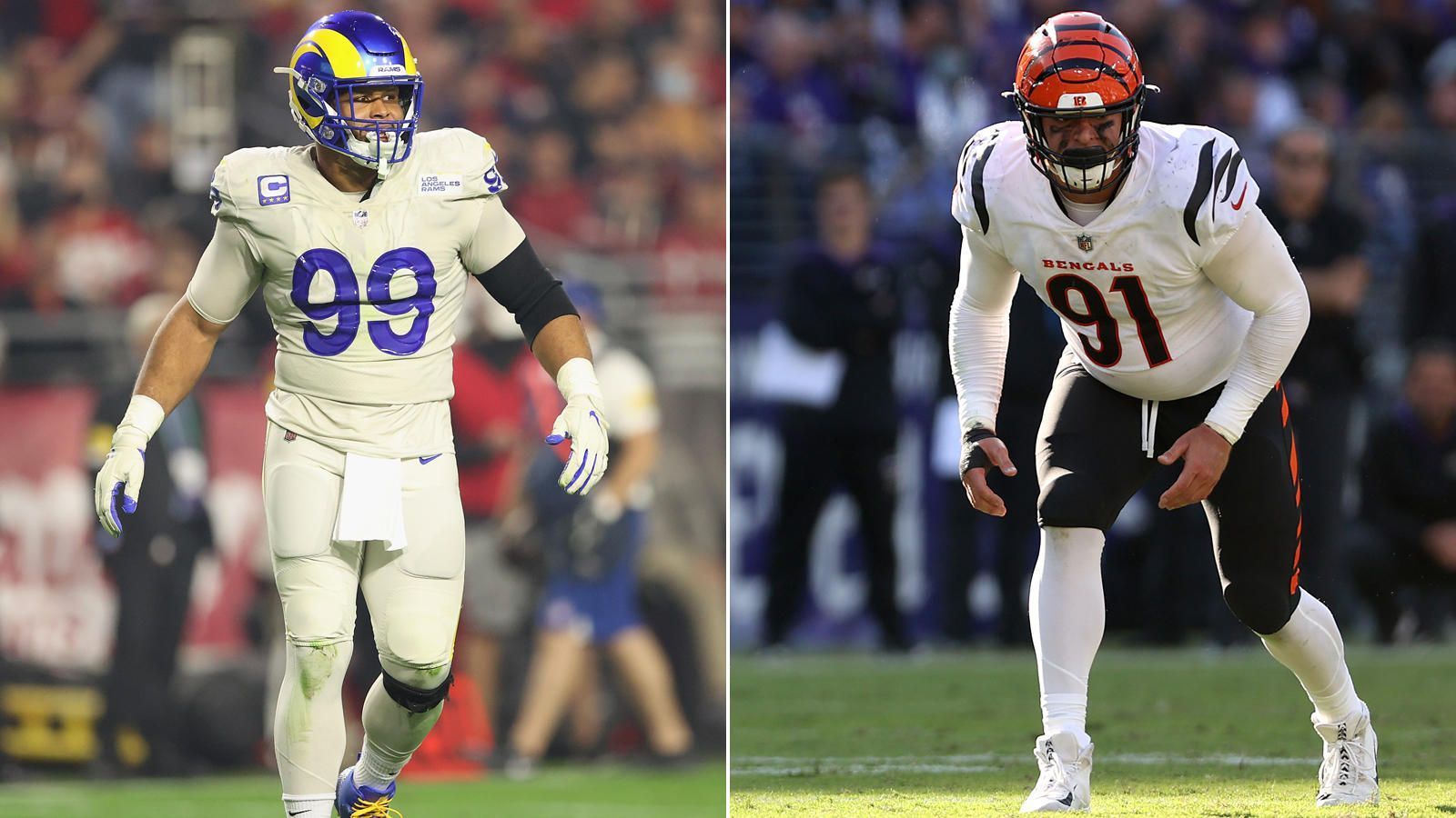 
                <strong>Pass Rush</strong><br>
                Aaron Donald, Von Miller und Leonard Floyd. Welche Pass-Rush-Einheit kommt gegen diese Stars an? Die Bengals schaffen es jedenfalls nicht, auch wenn Cincinnati einen durchaus soliden Pass Rush zu bieten hat. Doch einzig Trey Hendrickson spielt auf dem Niveau der Rams-Stars. Sam Hubbard, D.J. Reader und B.J. Hill haben dahinter durchaus ihre Qualitäten, doch gegen L.A. kommt wohl kaum ein NFL-Team an. Bei den reinen Sack-Zahlen können die Bengals mit 45:50 noch mithalten, doch die Rams setzen Quarterbacks konstanter unter Druck und haben mehr als 50 QB-Pressures mehr auf dem Konto als Cincinnati - 4:2 Rams.
              