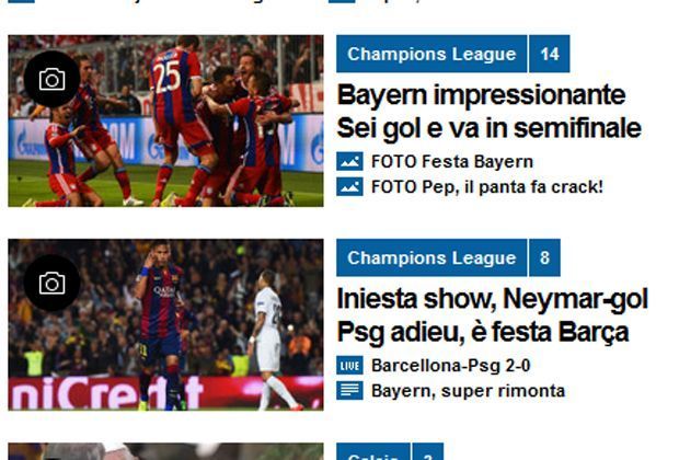 
                <strong>Corriere dello Sport</strong><br>
                "Beeindruckende Bayern: Sechs Tore und ab ins Halbfinale"
              