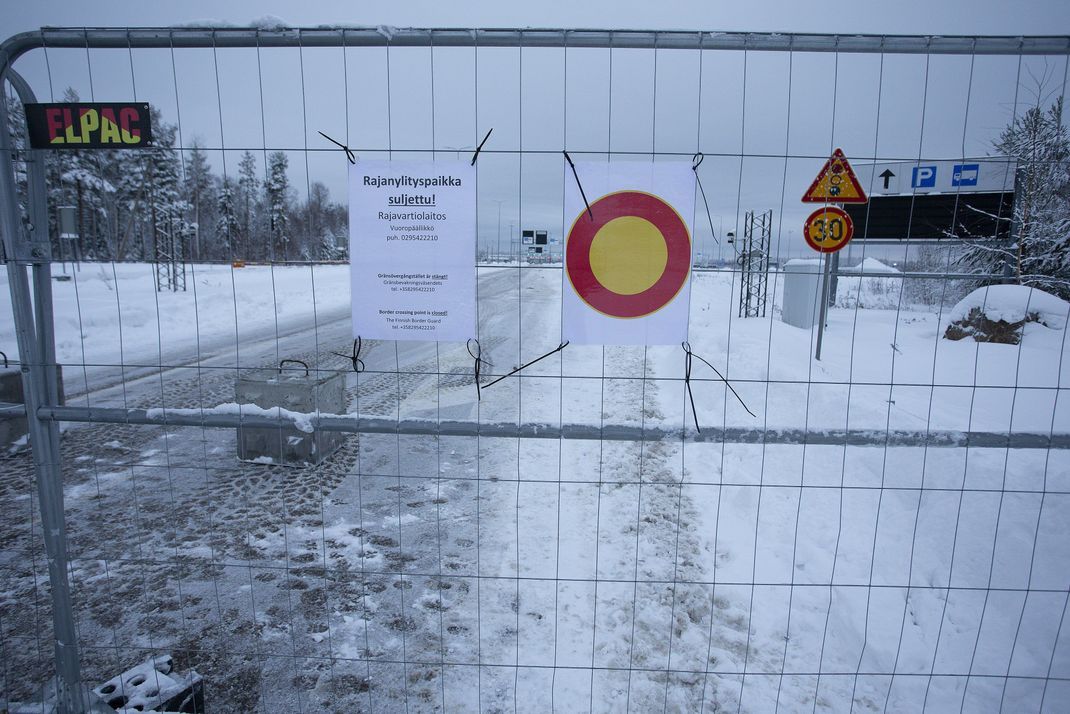 Der Grenzübergang Vaalimaa zwischen Finnland und Russland in Virolahti, Finnland, ist geschlossen.
