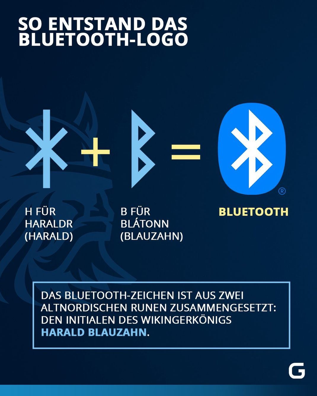 Die Grafik zeigt, wie zwei altnordische Runen zum Bluetooth-Symbol wurden.