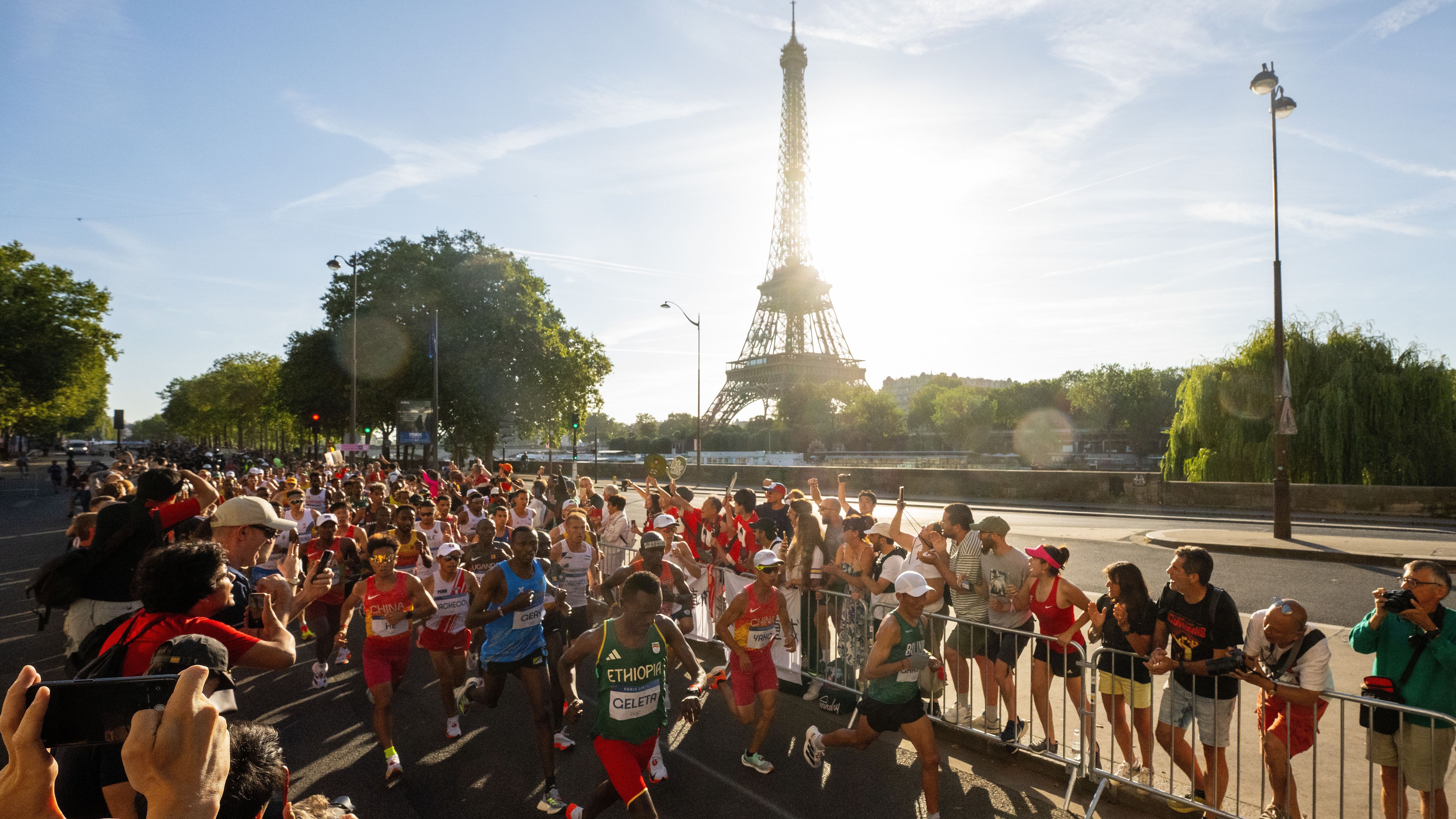 <strong>Olympia 2024: Die besten Bilder des 15. Tages</strong><br>Ikonische Bilder beim Marathon der Männer.