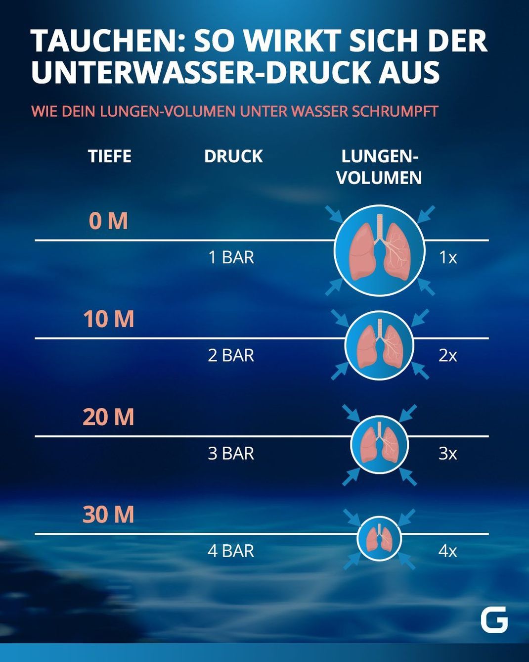 Tauchen: So wirkt sich der Unterwasser-Druck auf deine Lunge aus