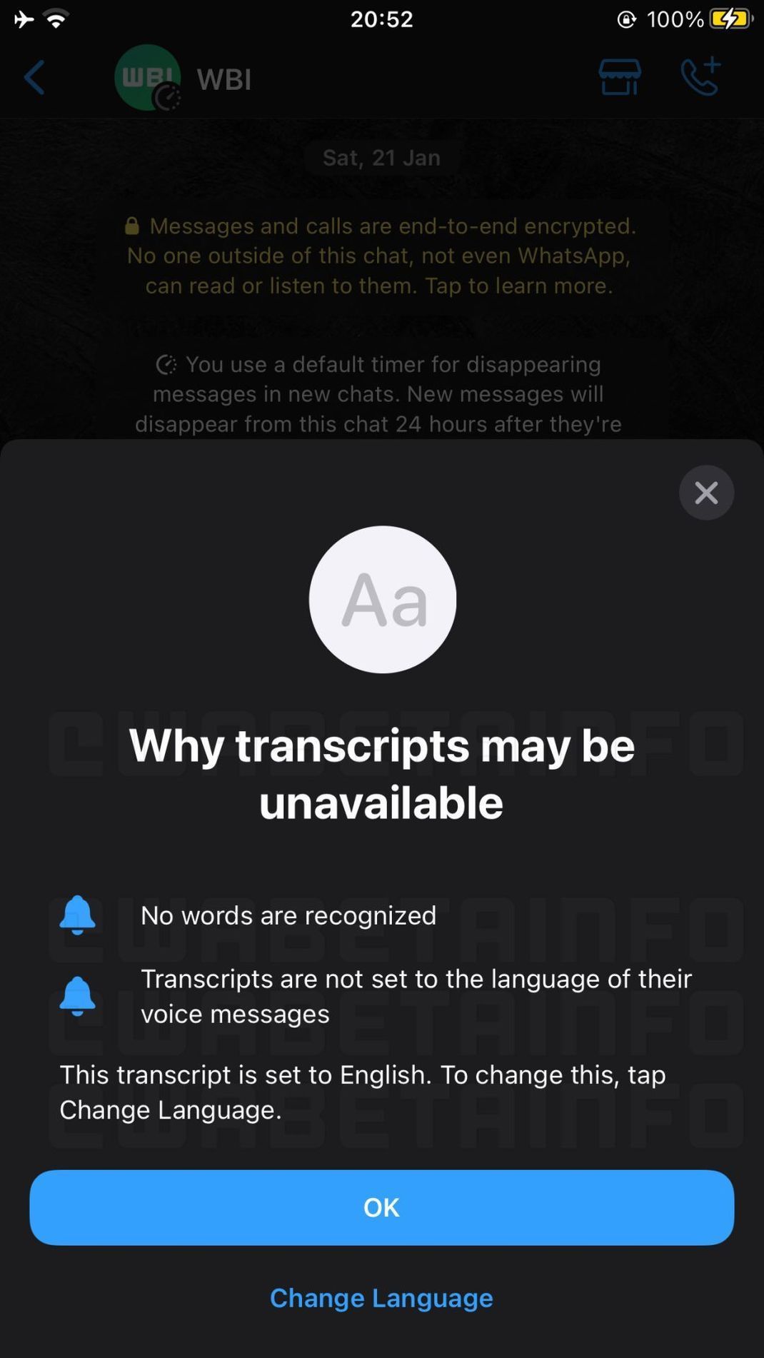 WhatsApp arbeitet an einer Transkript-Funktion für Sprachnachrichten.