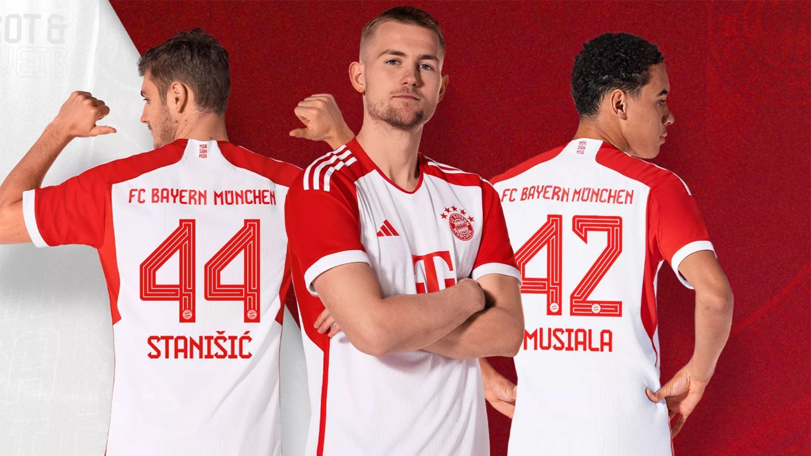 <strong>FC Bayern München</strong><br>
                Das Trikot des Rekordmeisters kombiniert die traditionellen Farben des Vereins, aber in einem anderen Stil als sonst.&nbsp;Zum ersten Mal seit Jahrzehnten ist die Grundfarbe des Bayern-Trikots nicht rot, sondern weiß. Rot sind jetzt die Ärmel. Die Logos und der Kragen sind rot, während die Adidas-Streifen in weiß gehalten sind.
