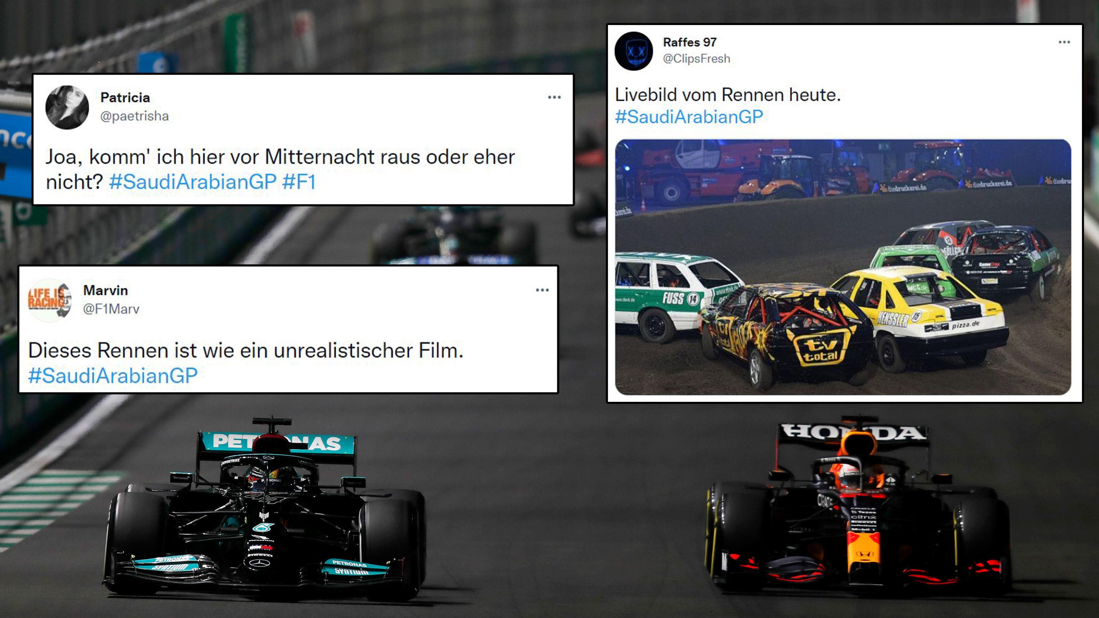 
                <strong>Völlig verrücktes Rennen in Saudi-Arabien lässt das Netz ausflippen</strong><br>
                Was. Für. Ein. Rennen! Der Saudi-Arabien-GP wird wie erwartet zu einem Chaos-Rennen. Max Verstappen und Lewis Hamilton liefern sich einen engen Kampf, am Ende wird es unschön. Im Netz wird diskutiert ohne Ende. ran hat die Reaktionen zusammengefasst. 
              