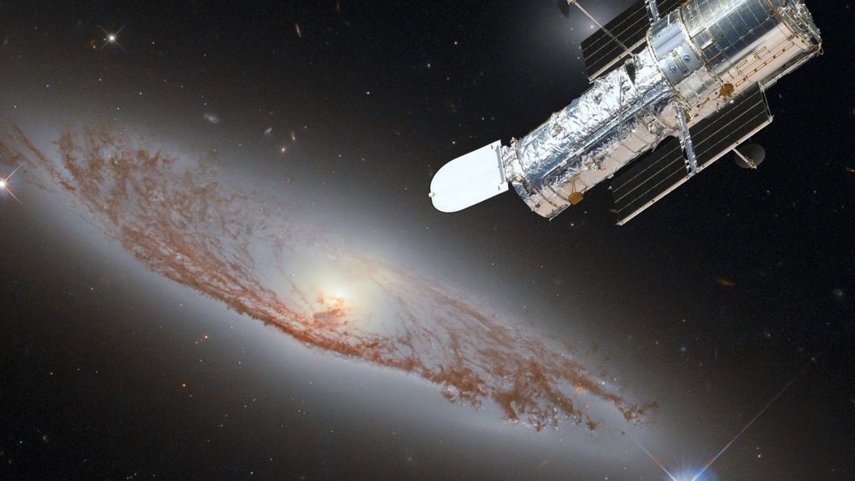 Weltraumteleskop Hubble mit Galaxie