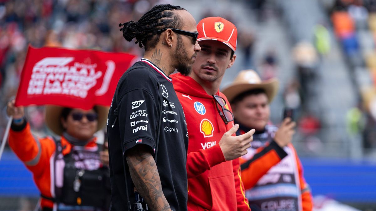 Lewis Hamilton (Mercedes AMG Petronas Formula One Team, Großbritannien, 44), Charles Leclerc (Scuderia Ferrari HP, Monaco, 16) bei der Fahrerparade, MEX, Formel 1 Weltmeisterschaft, Grand Prix von ...