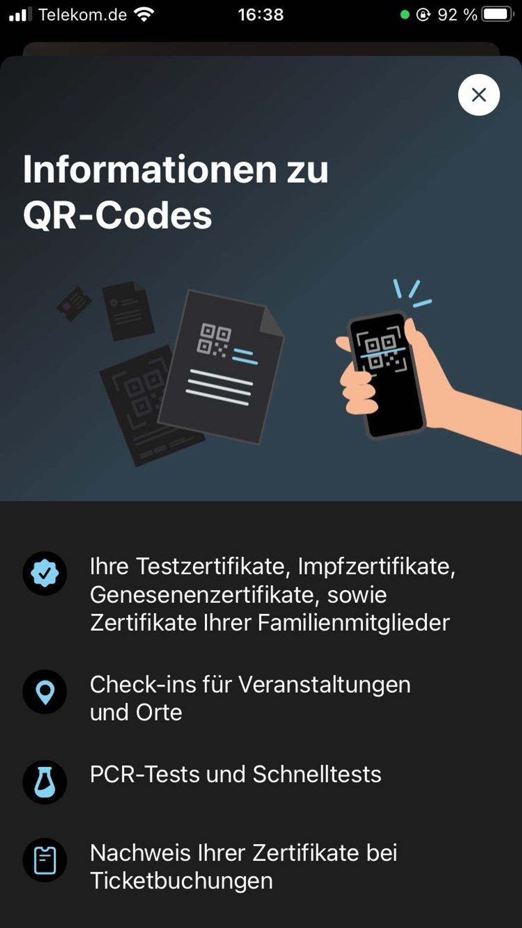 Mit der Corona-Warn-App lassen sich viele verschiedne QR-Codes einscannen. 