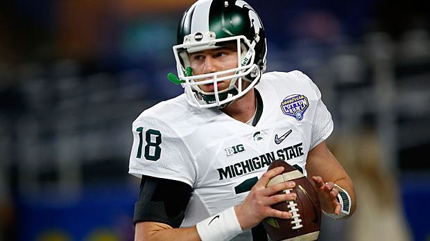 
                <strong>Connor Cook (Michigan State Spartans)</strong><br>
                Connor Cook (23, Michigan State Spartans): 1,93 Meter groß und 100 Kilogramm schwer, 9403 Yards für 74 Touchdowns und 22 Interceptions in vier College-Jahren.
              