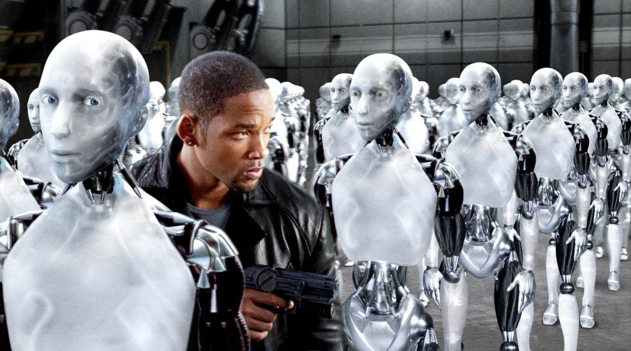 2004 verdächtigt Will Smith in "I, Robot" einen Roboter erst des Mordes und kämpft dann gleich gegen eine ganze Roboter-Armee, die sich gegen die Menschheit auflehnt. Schauspieler Alan Tudyk spielte den Roboter Sonny. Allerdings wurde er dann mit Hilfe visueller Effekte so nachbearbeitet, dass er nicht zu erkennen ist.