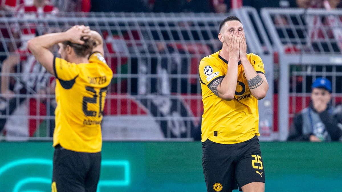 01.10.2025, Borussia Dortmund - Athletik Bilbao, UEFA Champions League, 2. Spieltag: Niklas Süle (Borussia Dortmund) schlägt die Hände vor das Gesicht. WICHTIGER HINWEIS: Gemäß den Vorgaben der UEF...