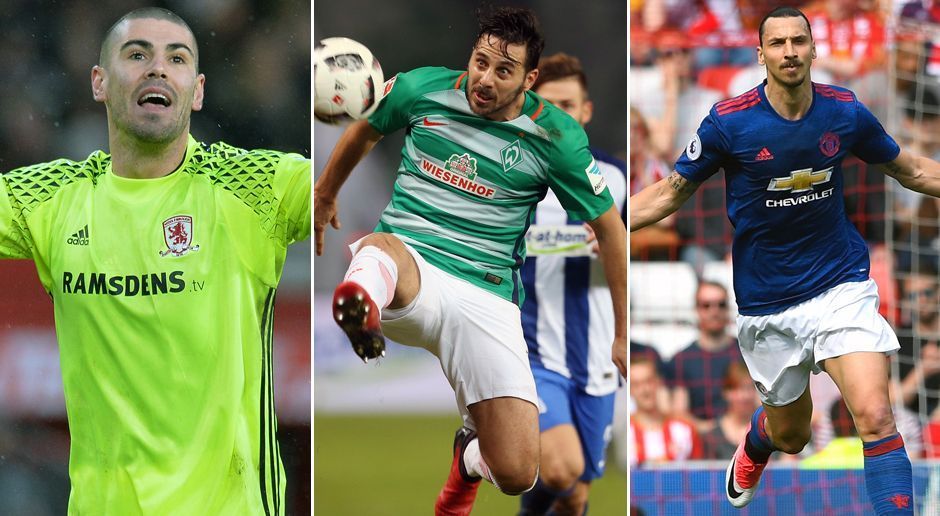
                <strong>Sommer 2017: Diese Oldies sind ablösefrei zu haben</strong><br>
                Nun ist die Entscheidung offiziell. Werder Bremen lässt Oldie Claudio Pizarro ziehen. Der Peruaner erhält an der Weser keinen neuen Vertrag mehr. Doch der Stürmer ist nicht der einzige Altstar, der somit im Sommer 2017 ablösefrei zu haben ist. ran.de zeigt weitere Oldies ohne Vertrag.
              