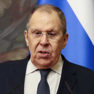 Der russische Außenminister Sergei Lawrow während einer Pressekonferenz nach Gesprächen mit dem syrischen Außenminister Asaad Hassan al-Shibani in Moskau.