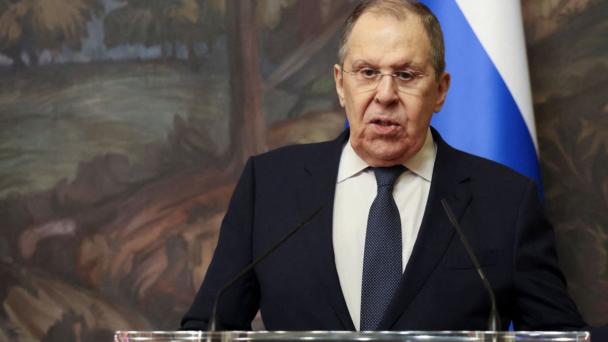 Der russische Außenminister Sergei Lawrow während einer Pressekonferenz nach Gesprächen mit dem syrischen Außenminister Asaad Hassan al-Shibani in Moskau.