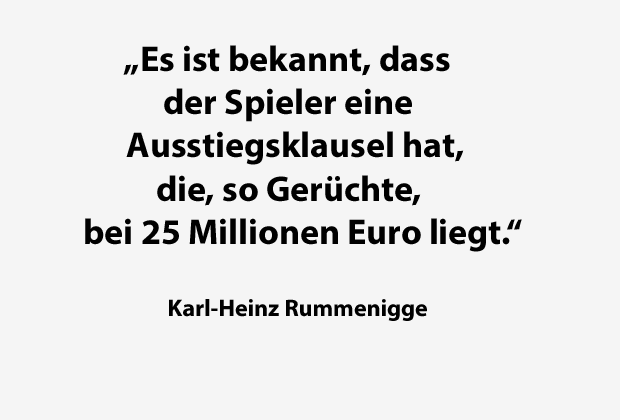 
                <strong>Rummenigge über Reus</strong><br>
                Den Stein des Anstoßes war Rumenigges Äußerung über die angebliche Höhe der Reus-Klausel, die seines Wissens nach zehn Millionen Euro unter der kolportierten Summe liege.
              