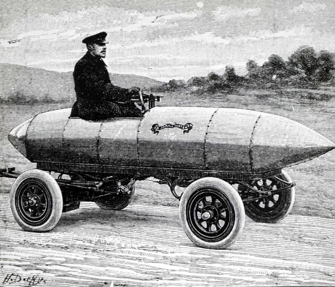 Rekord: Der belgische Ingenieur Camille Jenatzy fuhr im Jahr 1899 in seinem Aluminiumauto mit Elektroantrieb erstmals schneller als 100 Kilometer pro Stunde. 