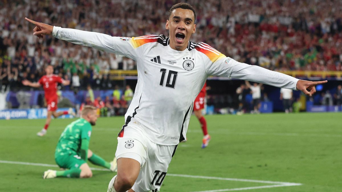 Dortmund, Germany, 29th June 2024. Jamal Musiala of Germany celebrates scoring their second goal during the UEFA European Championships Group 16 match at the BVB Stadion, Dortmund. Picture credit s...