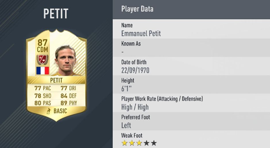 
                <strong>Emmanuel Petit</strong><br>
                7. Emmanuel Petit - Gesamt-Stärke: 87
              