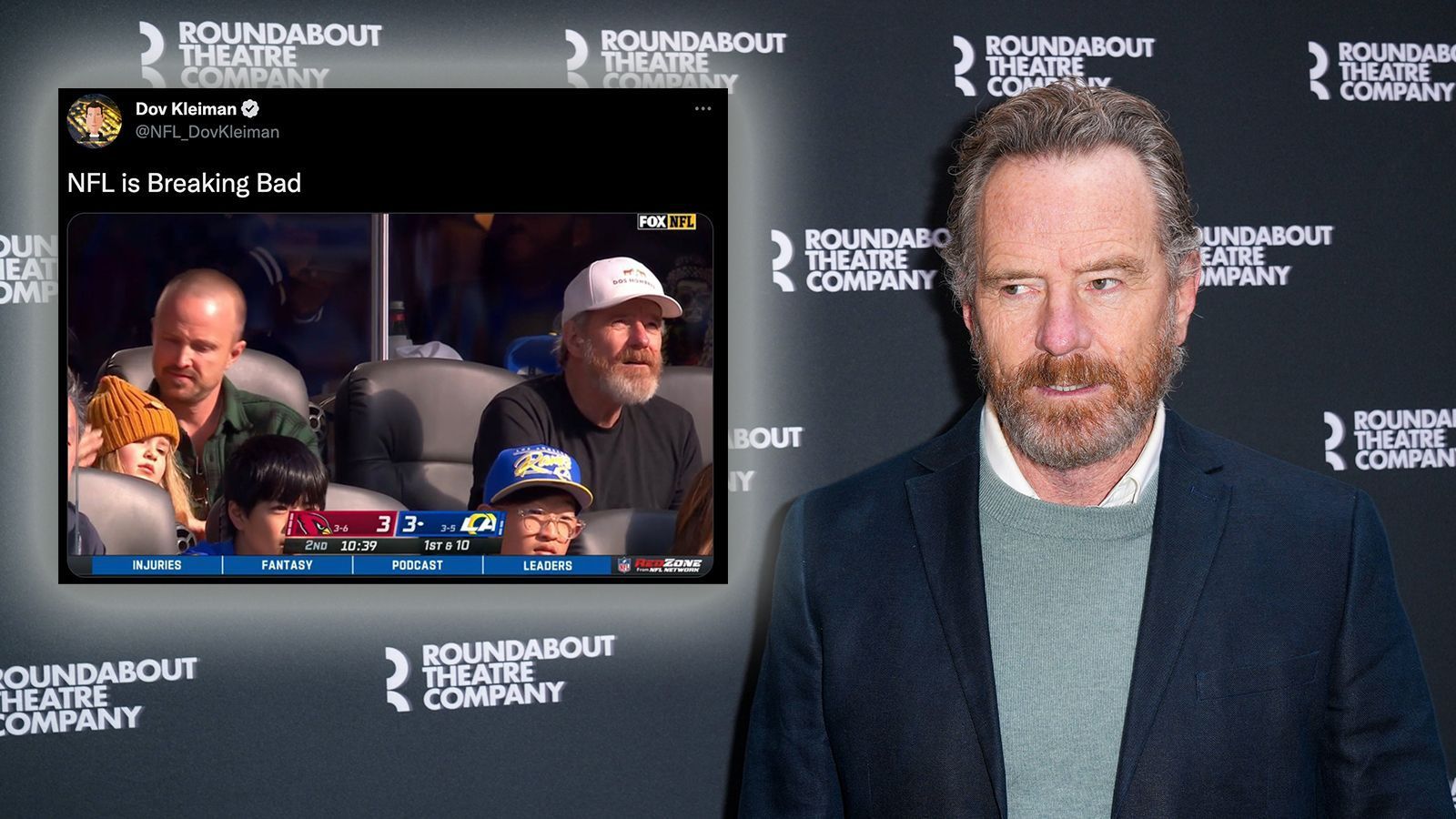 <strong>Bryan Cranston (Los Angeles Rams)</strong><br>
                Die Stars der Erfolgsserie "Breaking Bad" sind zu Gast im Stadion der Los Angeles Rams. Bei Aaron Paul (l.) ist die Sache ja schon geklärt, er fiebert mit den 49ers. Ob Bryan Cranston es wirklich mit den Rams hält oder doch den Arizona Cardinals die Daumen drückt, ist nicht bekannt.