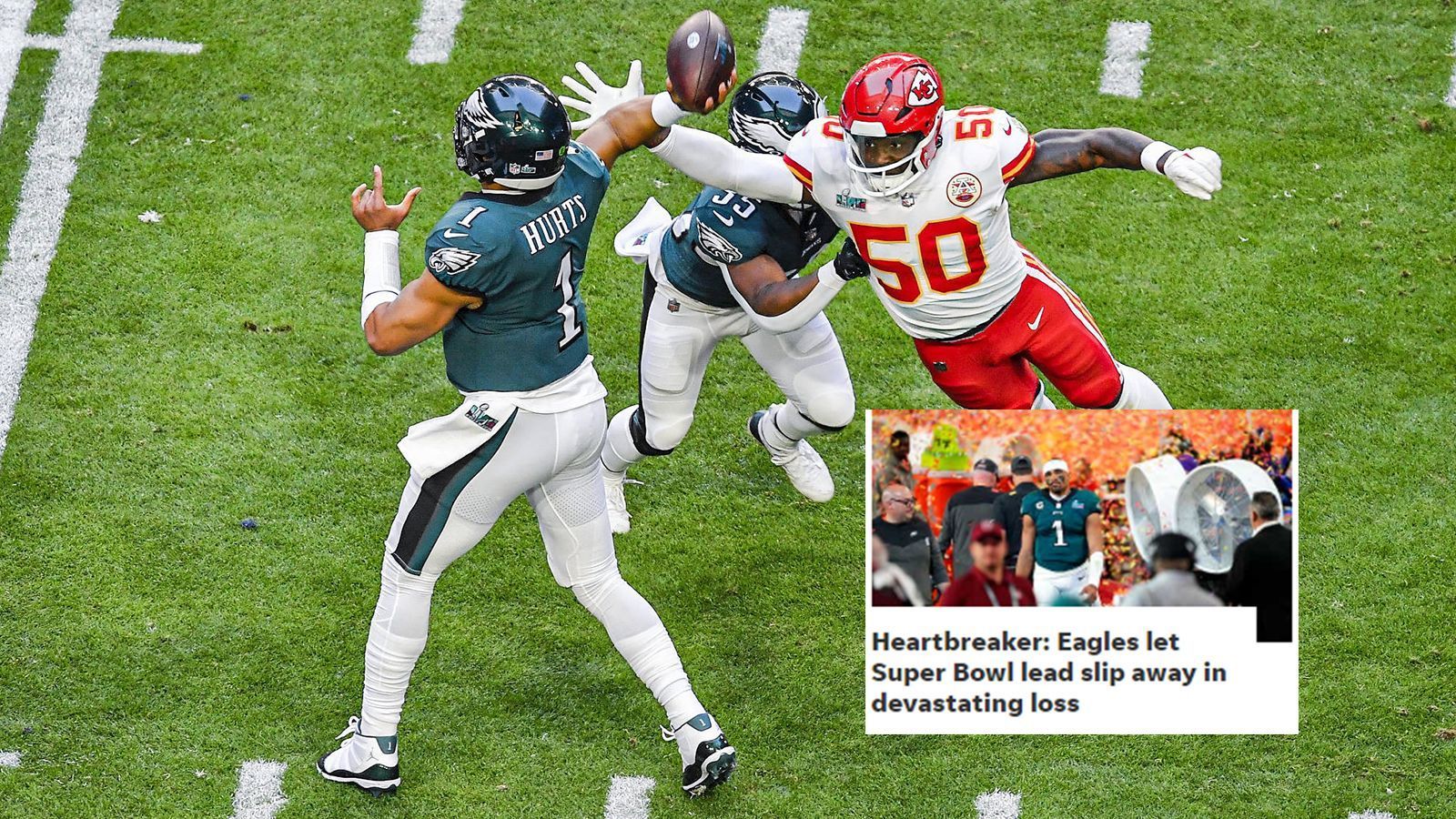 
                <strong>The News Journal (USA)</strong><br>
                "Herzzerreißend: Eagles verspielen Super-Bowl-Führung bei fataler Niederlage."
              