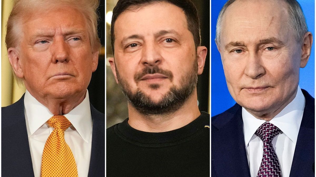 Trump, Selenskyj und Putin. 
