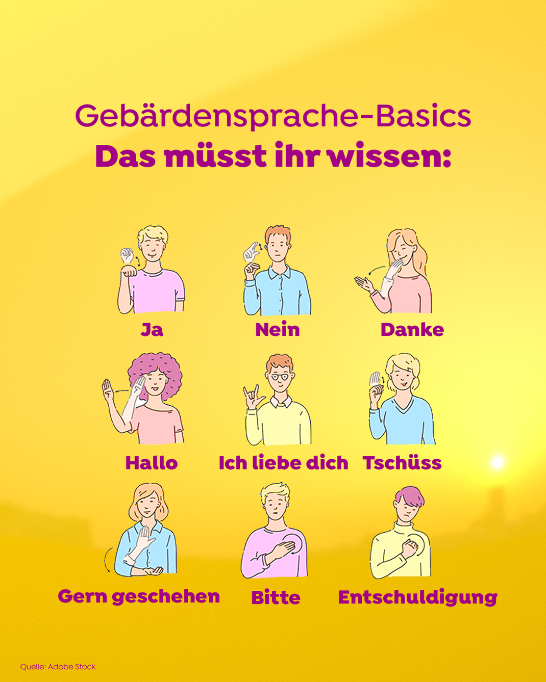 Hier findest du häufige Begriffe in Gebärdensprache erklärt&nbsp;