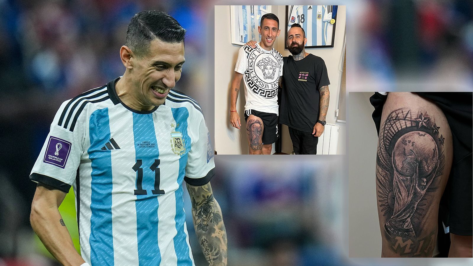 
                <strong>Angel di Maria</strong><br>
                Titelgewinne gehen ja bekanntlich gerne mal unter die Haut. Argentinien-Star Angel di Maria lebt dieses Sprichwort und hat sich den WM-Pokal stechen lassen. Der Finaltorschütze trägt ihn nun auf dem rechten Oberschenkel. Der 34-Jährige schrieb dazu auf Instagram: "Auf der Haut für alle Ewigkeit. Vielen Dank, mein Freund (gemeint ist der Tätowierer). Du hast gesagt, als wir den America Copa machten, das wir das andere Bein für diesen Moment aufheben. Es war vorherbestimmt. Auf geht's Argentinien!"
              