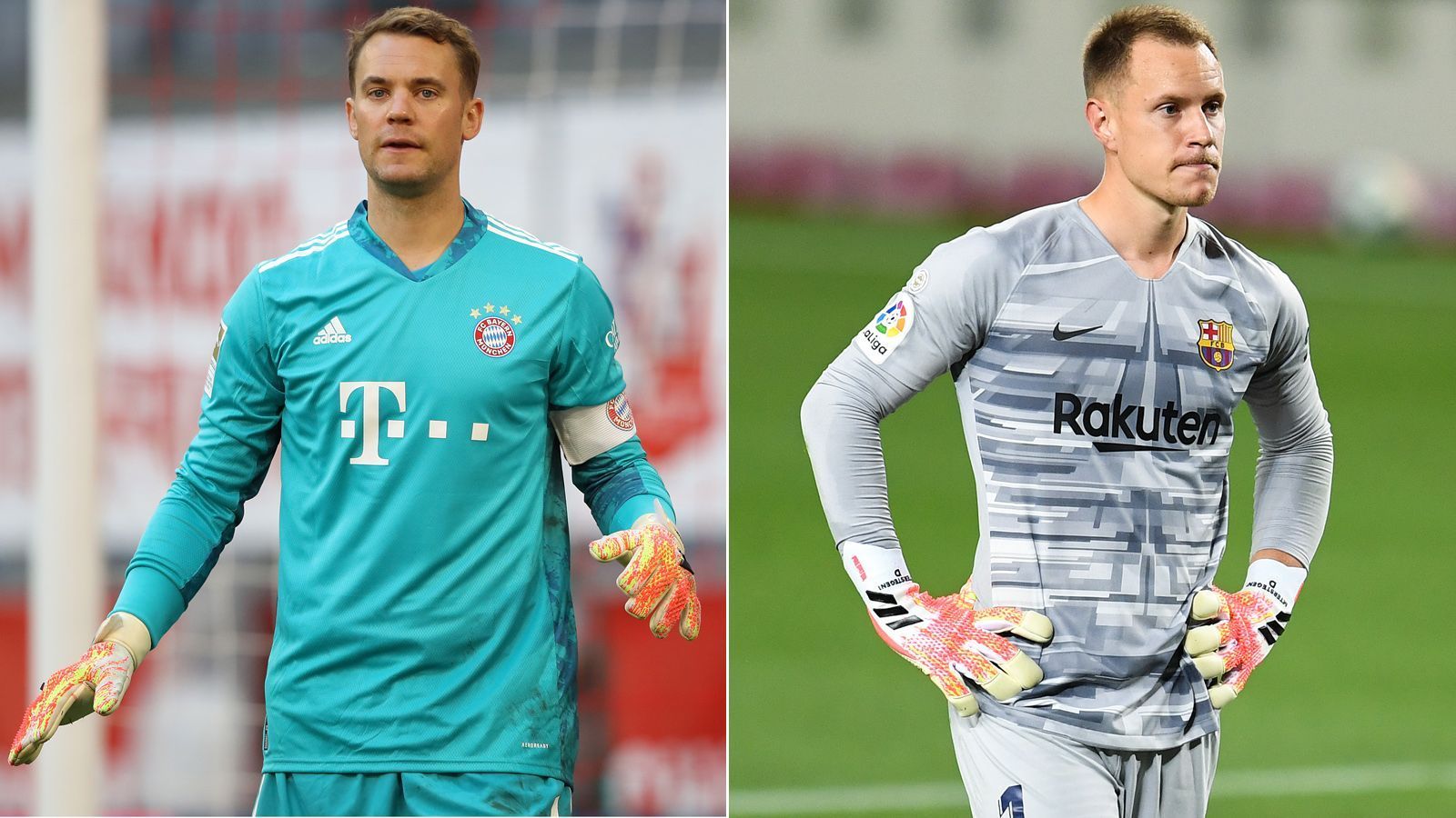 
                <strong>Fehler bei Gegentoren (Saison 2019/20)</strong><br>
                Bayerns Nummer 1 Manuel Neuer kassierte in der laufenden Saison bislang 47 Gegentore in allen Wettbewerben zusammen. Laut "Opta" verschuldete der 34-Jährige aber durch persönliche Fehler nur zwei davon. Ter Stegen ist in diesem Vergleich ähnlich stabil und damit ebenso wenig fehleranfällig. Von 42 Gegentreffern gingen nur drei auf die Kappe des Barca-Torhüters. (Quelle: Opta)
              