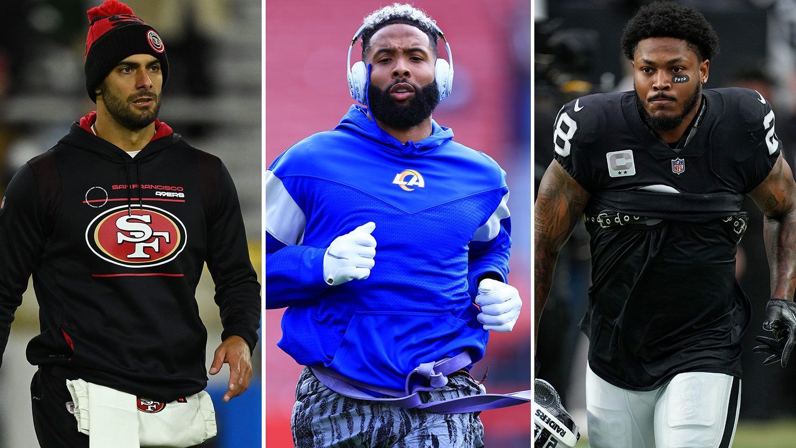 <strong>OBJ, Carr, Garoppolo - ran spielt die Free Agency 2023 durch</strong><br>
                Die Free Agency der NFL hat es in diesem Jahr in sich. Mehrere große Namen sind ohne Vertrag und damit für alle NFL-Teams verfügbar. ran spielt die Free Agency mit zehn Spielern durch und sagt, bei welchem Team sie unterkommen könnten. Hinweis: Berücksichtigt wurden zehn Spieler, von denen Stand jetzt eher nicht davon auszugehen ist, dass sie einen neuen Vertrag bei ihrem Team erhalten oder unter dem Franchise Tag spielen werden.<br>Auch interessant: <a data-li-document-ref="481992" href="https://www.ran.de/sports/american-football/nfl/news/tyreek-hill-abschied-von-miami-dolphins-rueckkehr-zu-kansas-city-chiefs-moegliche-landing-spots-des-star-receivers-481992">Tyreek Hill: Abschied von Miami Dolphins? Mögliche Landing Spots</a>