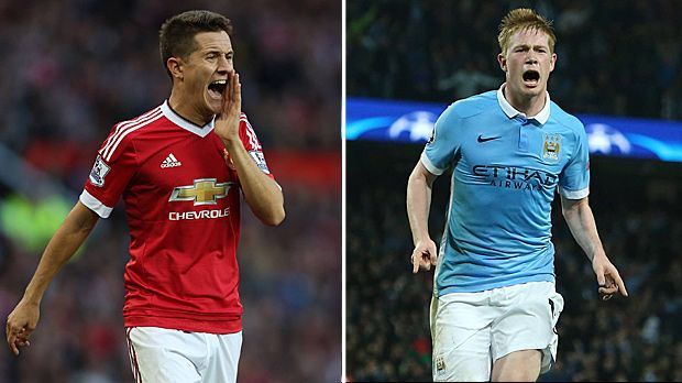 
                <strong>Zentrales Mittelfeld: Ander Herrera vs. Kevin de Bruyne</strong><br>
                Zentrales Mittelfeld: Ander Herrera vs. Kevin de Bruyne. Für den Spanier (li.) ist diese Spielzeit ein einziges Auf und Ab. Aktuell steht er bei Teammanager Louis van Gaal wieder hoch im Kurs. Doch sein Konkurrent im Trikot der "Citizens" befindet sich derzeit in Topform: Fünf Tore und fünf Assists in neun Spielen sind der beste Beleg. Damit holen die Gäste den nächsten Punkt zum 3:5.
              