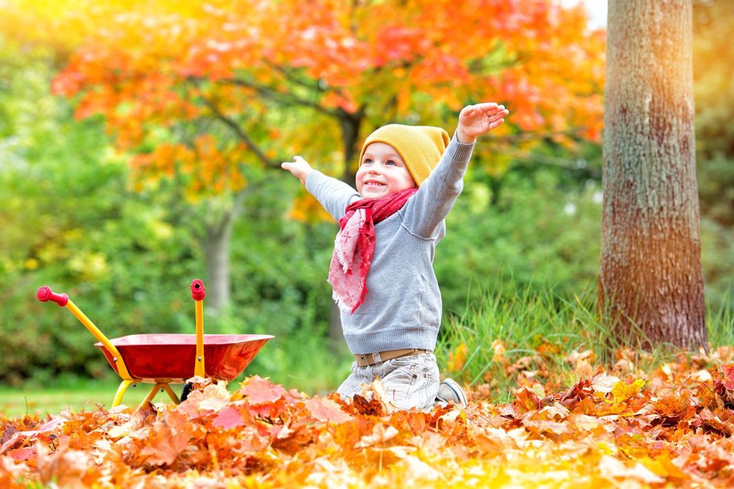 Ein Herbstspaziergang ist für die ganze Familie ein großer Spaß.