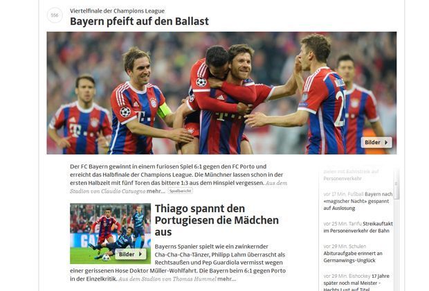 
                <strong>Sueddeutsche</strong><br>
                Die Presse feiert den FC Bayern. ran.de gibt einen Überblick über nationale und internationale Pressestimmen.
              