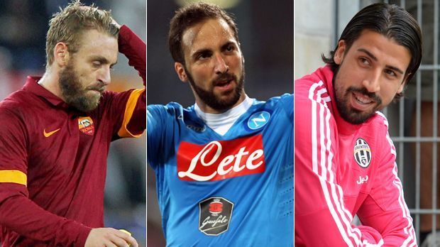 
                <strong>De Rossi Higuain Khedira</strong><br>
                Die wirtschaftliche Situation in Italien zwingt offenbar auch die Topklubs bei den Gehältern ihrer Spieler zu sparen. Die italienische Sporttageszeitung "Gazzetta dello Sport" hat die Gehälter der Serie-A-Topstars geschätzt. ran.de zeigt, wer die Spieler mit dem höchsten Einkommen sind.
              