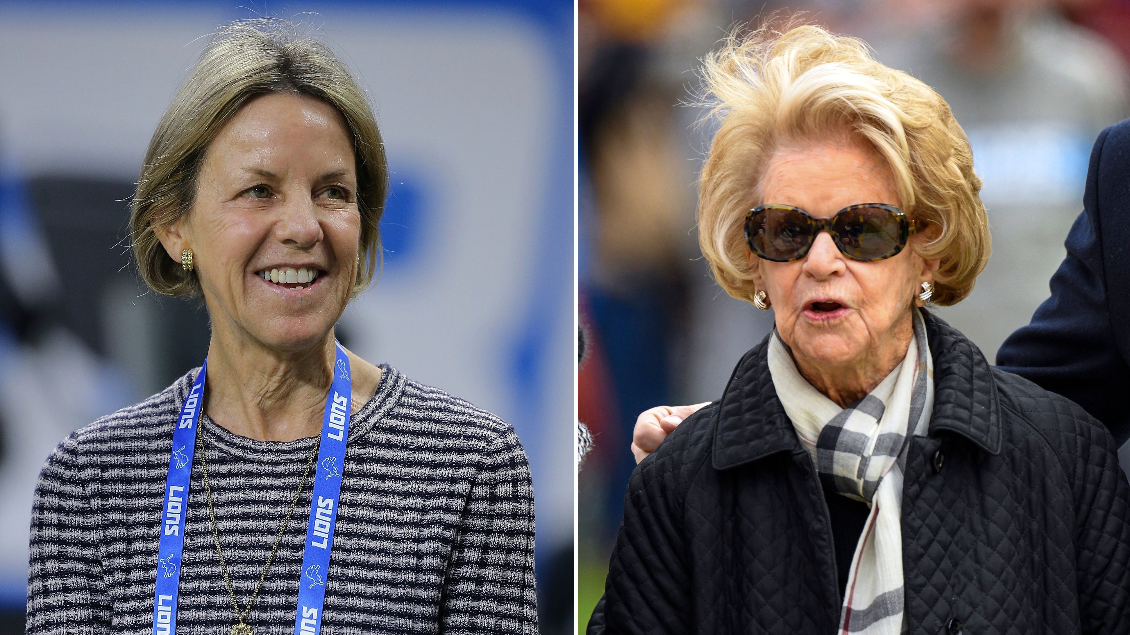 <strong>Detroit Lions - Sheila Ford Hamp</strong><br>
                Martha Firestone Ford (re.) übergab die Zügel der Detroit Lions an ihre Tochter Sheila Ford Hamp (li.). Ford Hamp, die ihr Engagement innerhalb der Franchise kontinuierlich verstärkt hat, ist nun Haupteigentümerin und Vorsitzende des Teams.