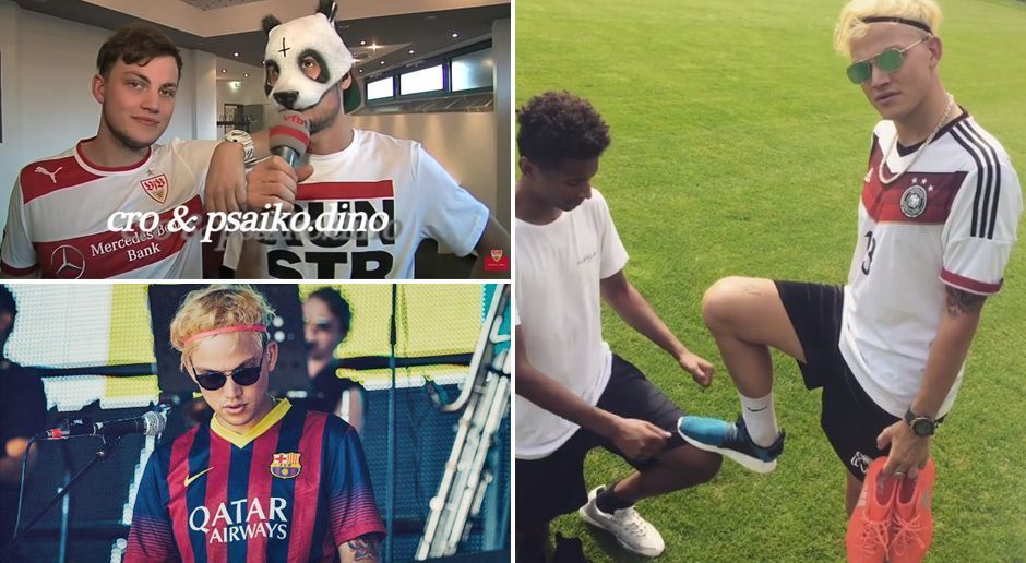 
                <strong>Psaiko.Dino</strong><br>
                Psaiko.Dino: Psaiko ist der DJ/Produzent von Cro, Freund von TV-Moderatorin Bonnie Strange und glühender Fan des VfB Stuttgart. 2014 veröffentlichte er ein Produzenten-Album namens #hangster - was eine Mischung aus Hipster und Gangster symbolisieren soll. Dabei vereinte er auf jedem Song einen Stellvertreter der Hipster- und Gangster-Fraktion. Das Hip-Hop-Album stieg erfolgreich auf Platz sieben der deutschen Charts ein. Im Interview mit "stylekicker.de" verrät Psaiko, dass Bayerns Jerome Boateng oder Reals Karim Benzema in der Fußball-Welt als "Hangster" zählen könnten. Beim Auflegen trägt er wie unten links zu sehen auch gerne das Jersey des FC Barcelona.
              