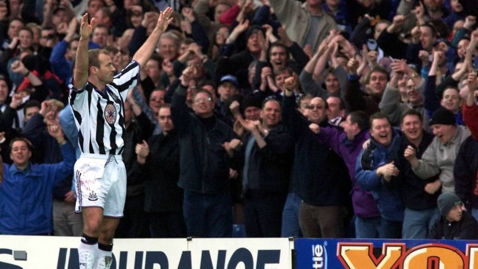 
                <strong>Newcastle United</strong><br>
                &#x2022; 1. Alan Shearer (148 Tore, im Bild) -<br>&#x2022; 2. Peter Beardsley (47) -<br>&#x2022; 3. Shola Ameobi & Andy Cole (43)<br>
              