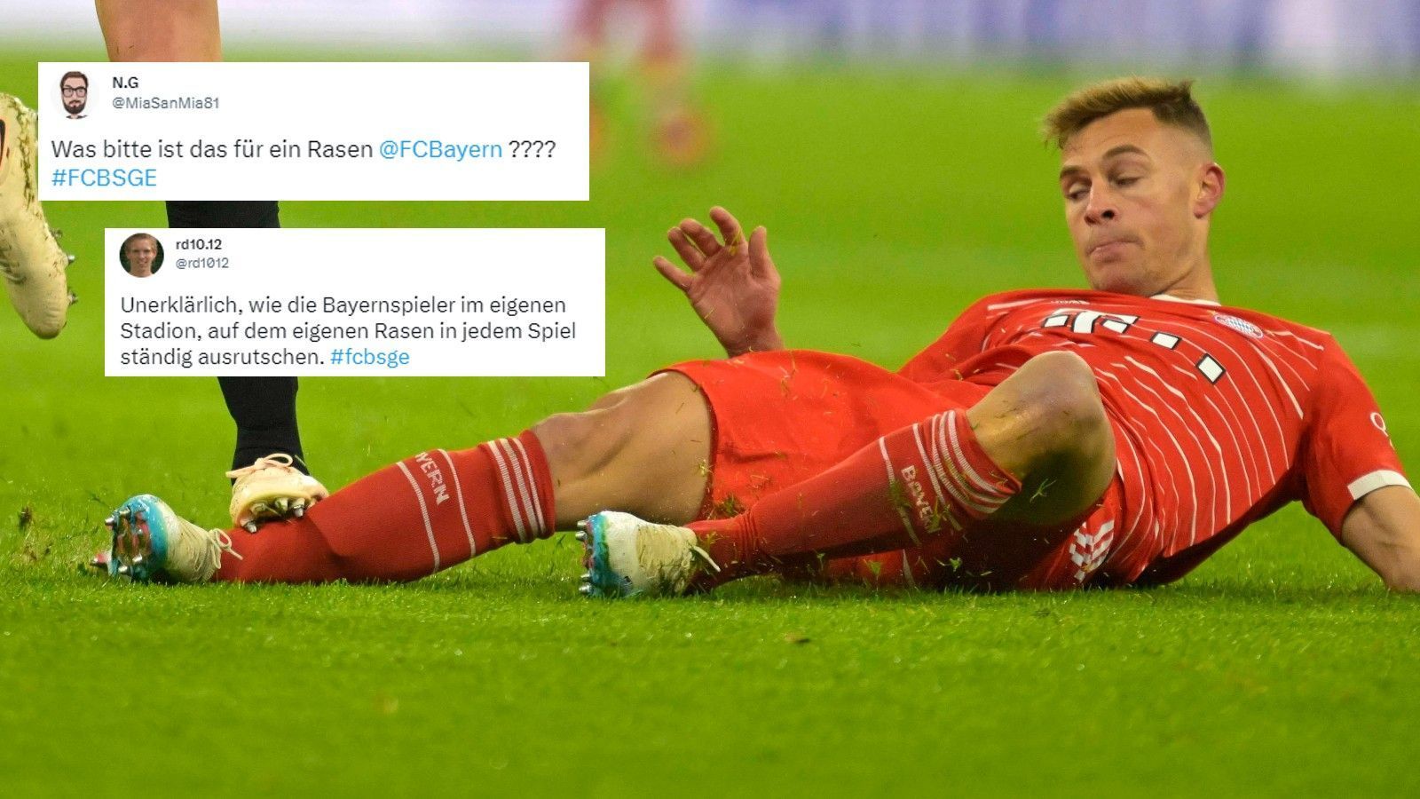 
                <strong>Rasen als Kritikpunkt</strong><br>
                Was ist bloß mit dem Rasen in der Allianz Arena los? Diese Frage stellt sich immer und immer wieder. Gleich mehrere Bayern-Spieler rutschen aus...
              