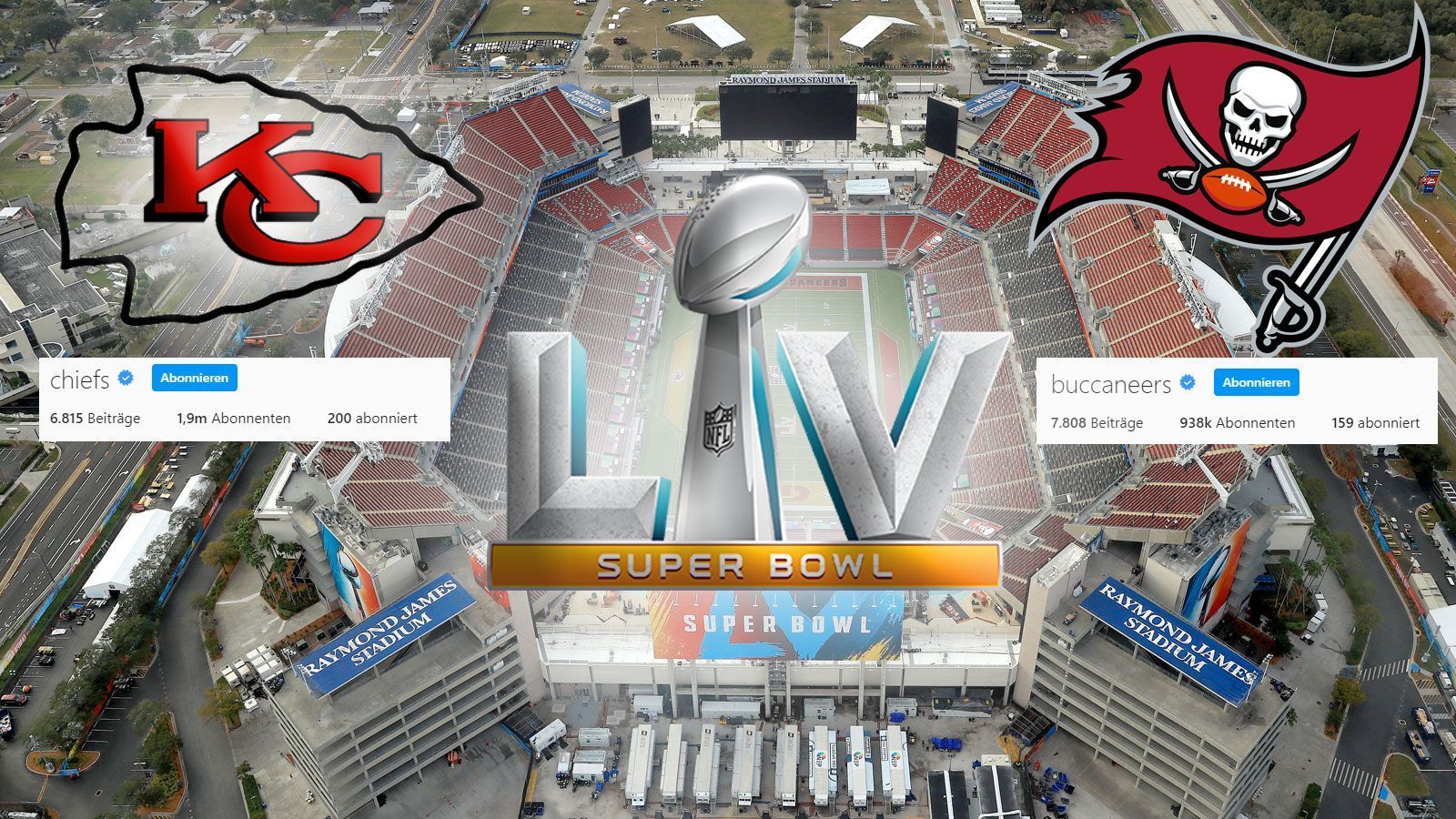 
                <strong>Der Social-Media-Kosmos der Super-Bowl-Teams</strong><br>
                Wenn am Sonntag die Kansas City Chiefs im Super Bowl LV auf die Tampa Bay Buccaneers (ab 20.15 Uhr live auf ProSieben, ProSieben MAXX und ran.de) treffen, wird die Social-Media-Welt glühen. Auch die Top-Stars sind fleißig auf den sozialen Medien aktiv und gewähren uns tiefe Einblicke in ihr Sport- und Privatleben. ran.de zeigt die Followerzahlen der wichtigsten Akteure.
              