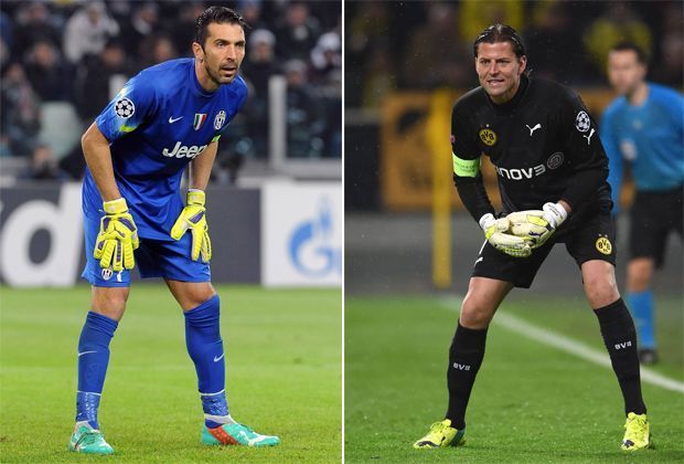 
                <strong>Gianluigi Buffon vs. Roman Weidenfeller</strong><br>
                Das Duell der Torwart-Dinos! Buffon (37) kassierte in 24 Ligaspielen zwar "nur" 13 Tore, verfügt aber nicht mehr über die Reaktions-Schnelligkeit und Sicherheit früherer Tage. Auch Weidenfeller sucht nach der Top-Form. Juve 1:1 BVB. 
              